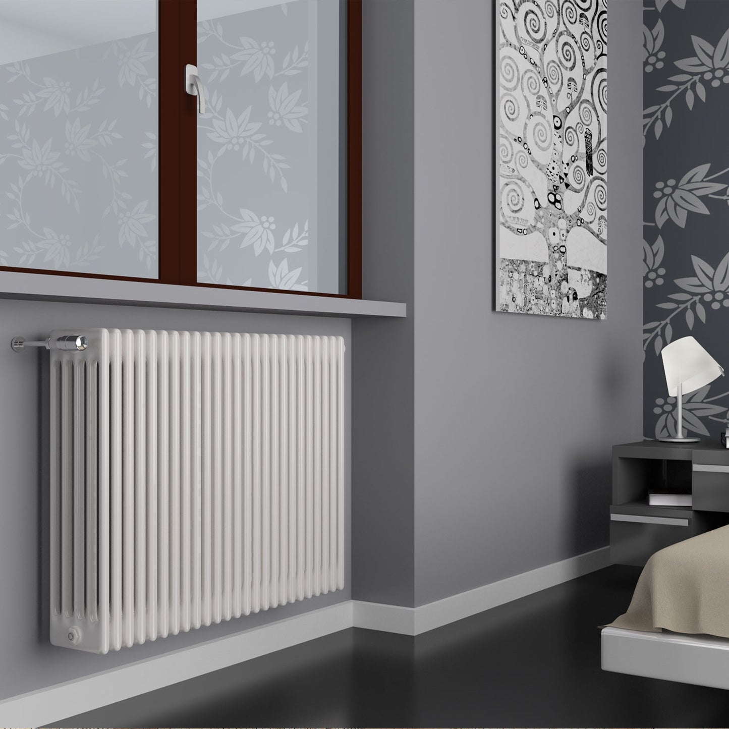 Ardesia 5 Column | Horizontal Cast Iron Style Hot Water Radiator