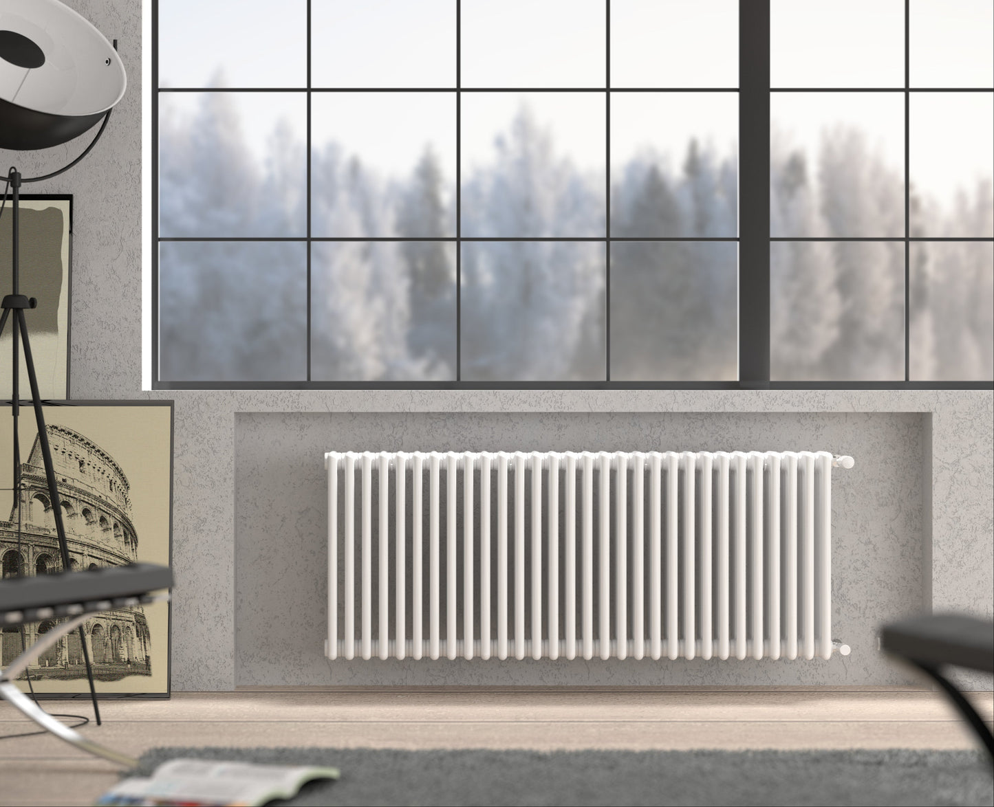 Ardesia 4 Column | Horizontal Cast Iron Style Hot Water Radiator