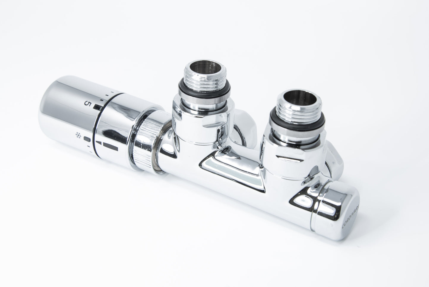 Elegant Valve Square with Pipe Centers 50mm and Thermostatic Head - Polished Stainless Steel
