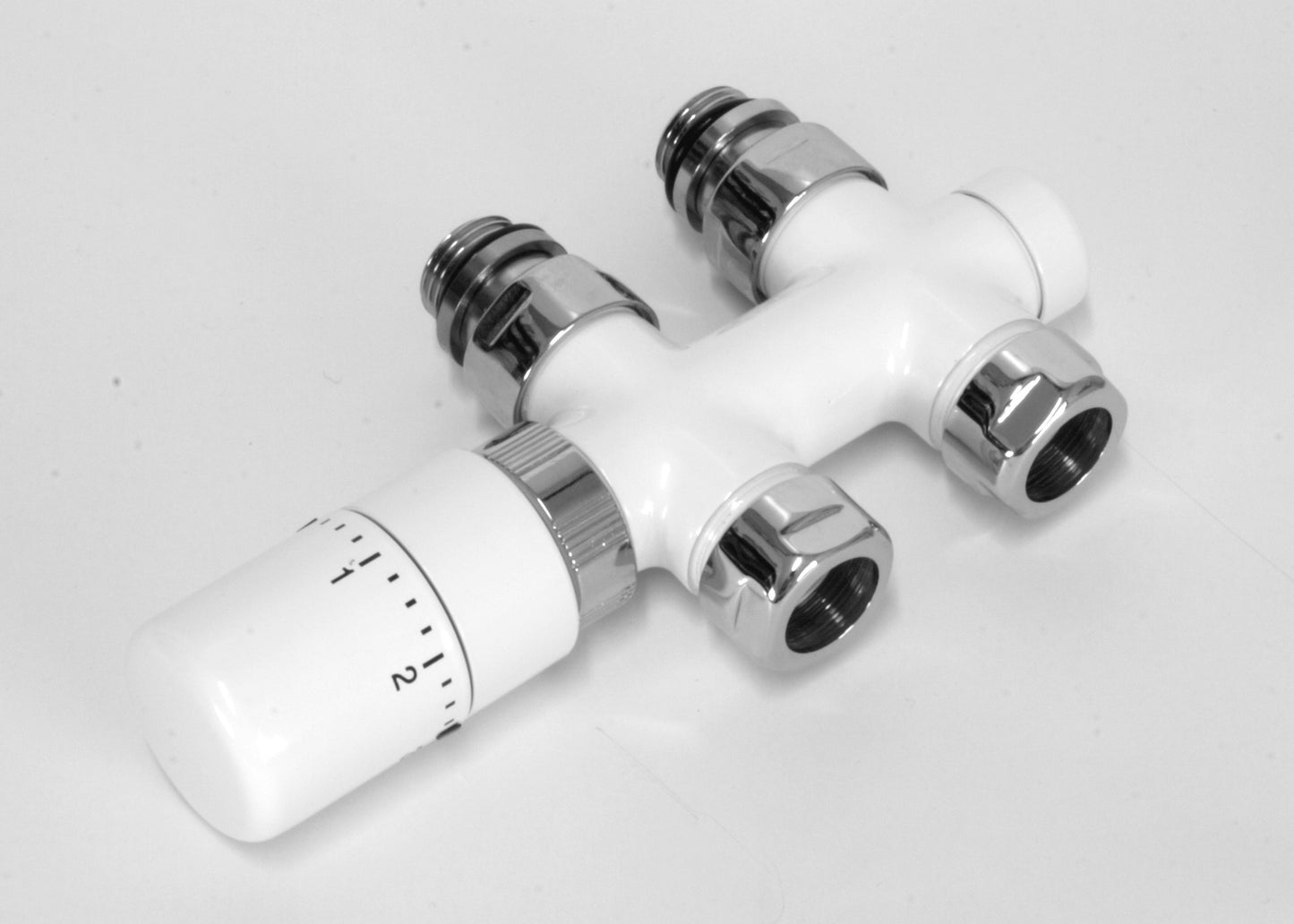 Elegant Valve Straight with Pipe Centers 50mm and Thermostatic Head - Painted