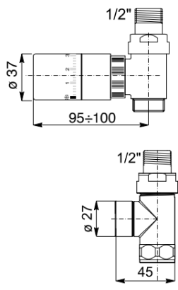 Elegant Straight Valve with Thermostatic Head - Multiple Finishes Available