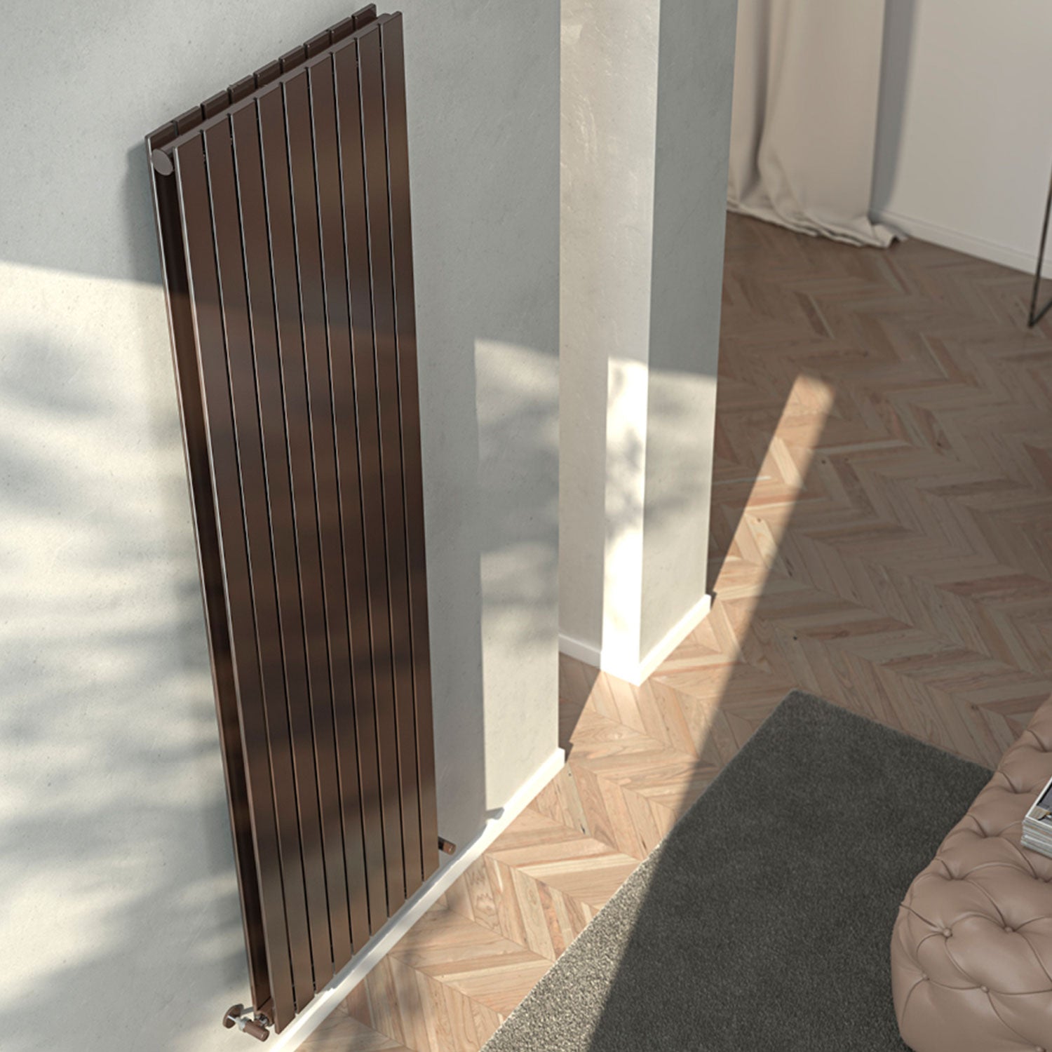 Rosy Vertical Hydronic Radiator | Modern Space-Saving Design, 80 Colors ...