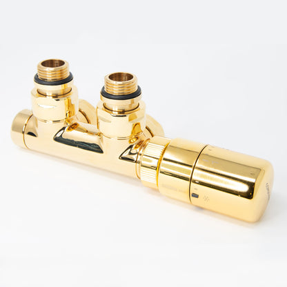 Elegant Angled Valve with Pipe Centers 50mm and Thermostatic Head - Multiple Finishes Available