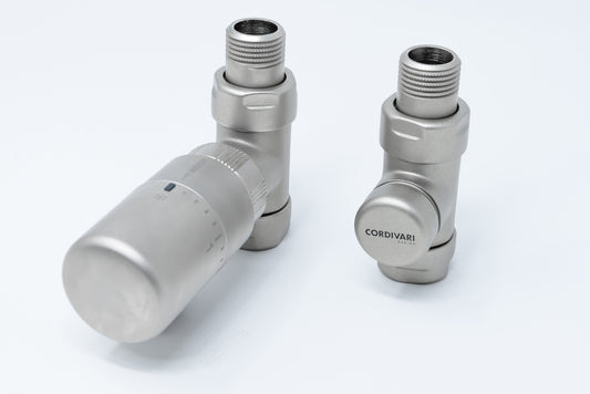 Elegant Valve Straight with Thermostatic Head - Satin Stainless Steel