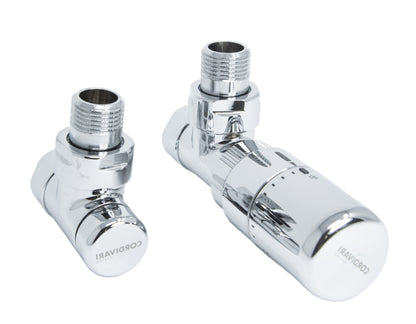 Elegant Angled Valve with Thermostatic Head - Multiple Finishes Available