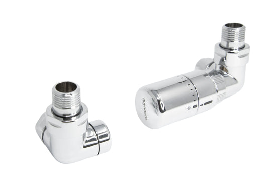 Elegant Valve Corner with Thermostatic Head - Polished Stainless Steel