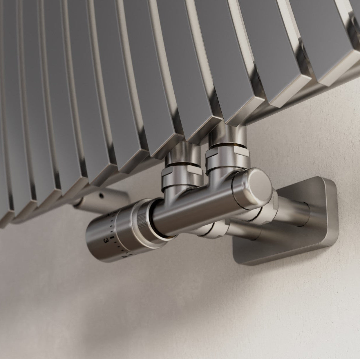 Elegant Angled Valve with Pipe Centers 50mm and Thermostatic Head - Multiple Finishes Available