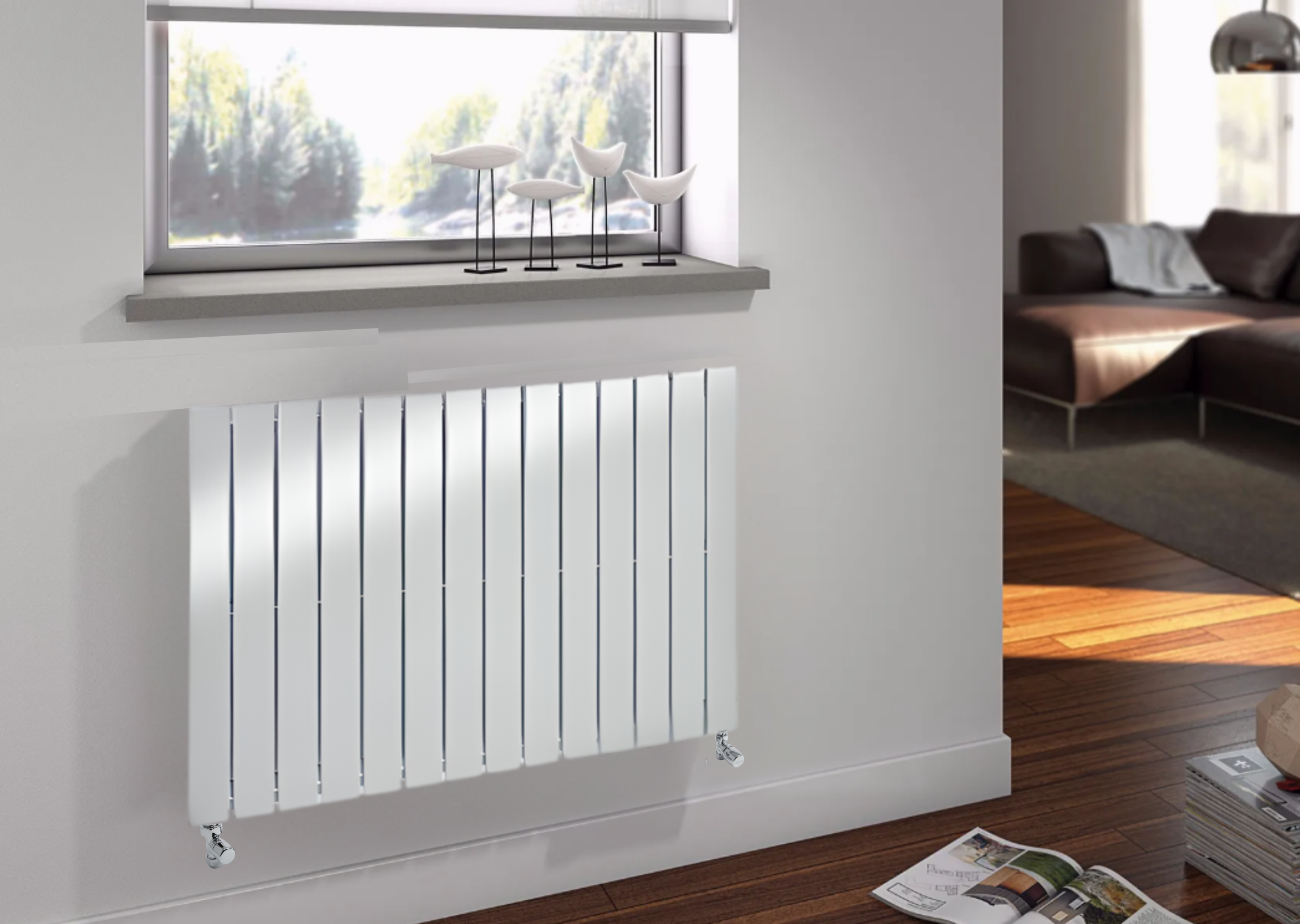 Rosy Vertical Hydronic Radiator | Modern Space-Saving Design, 80 Colors ...