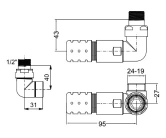 Tinta Thermostatic Valve Set – Corner Design (Left)