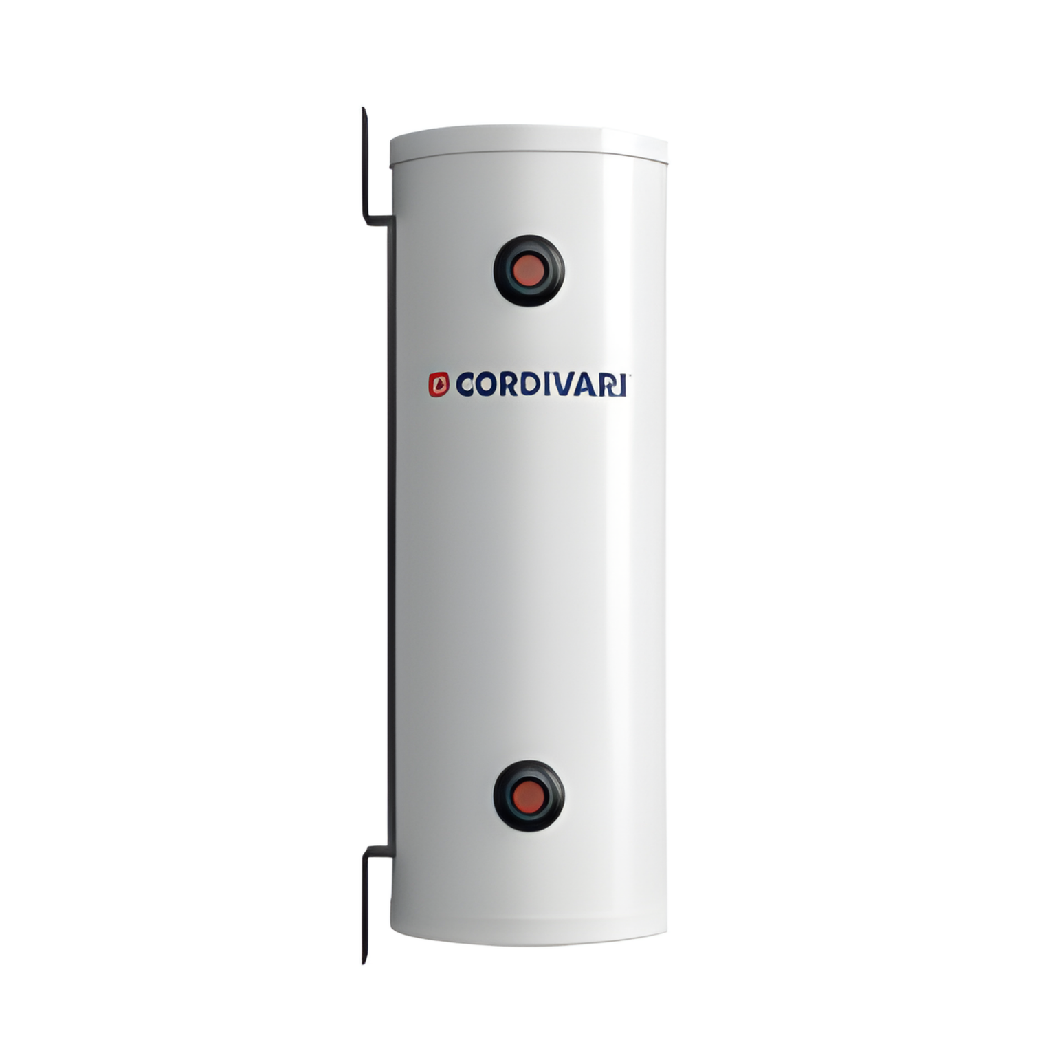 White cylindrical water heater with Cordivari branding on a white background