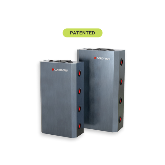 Two gray cylindrical devices with red accents and 'Cordivari' branding on a white background.